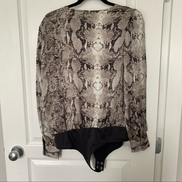 Satin Snakeskin Crossover Bodysuit - Picture 9 of 10